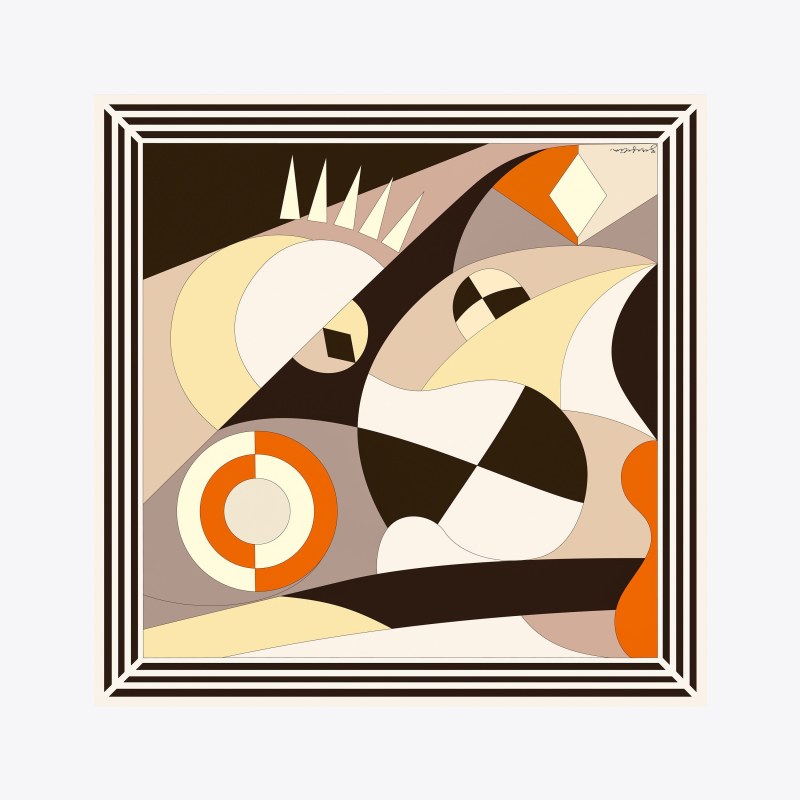 Geometrica Desen İpek Twill Eşarp